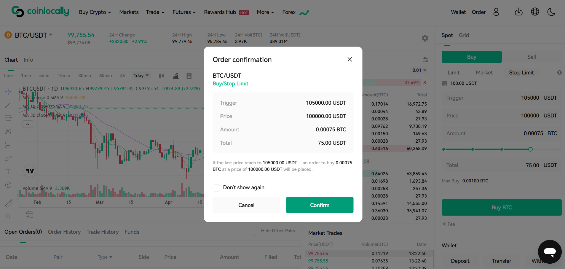 How to Place One on Coinlocally (Example)